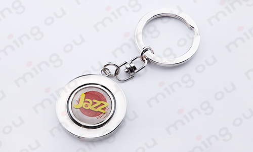 2018 hot sale cute small gift hollow spinning epoxy sticker metal keychain Y0004