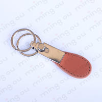 Hot Sale Double Rings Leather Metal Keychain (Y20257)