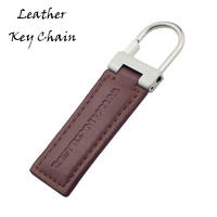 Hot Press Logo Brown Color Leather Key Chains Custom
