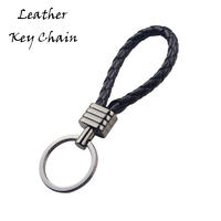 Custom Black Leather Strap Key Ring Promotion