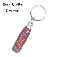 Bottle Shape Epoxy Doming Beer Bottle Opener Keyring