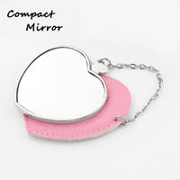 Heart Shape Leather And Metal Cosmetic Mirrors