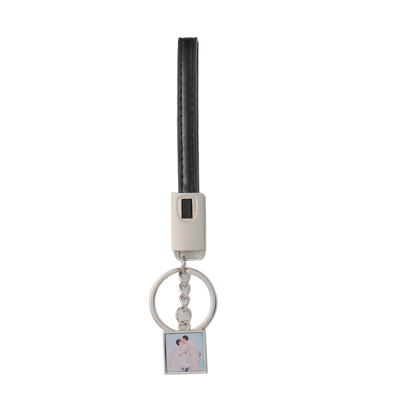 Sublimation Leather USB Charging Cable Keychain YSK19016