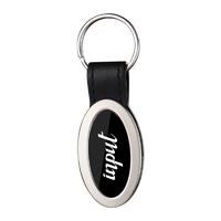 Oval Shape Metal Blank Key Chain With Leather LS20006